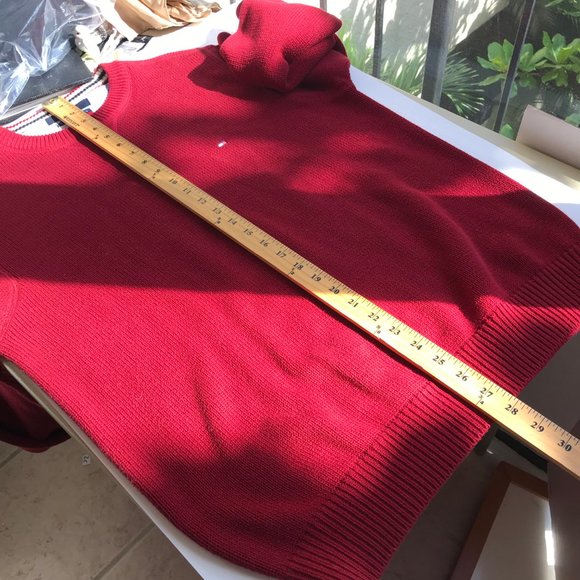 Vtg Tommy Hilfiger Brick Red Cardigan Sweater Cotton Mens Size Small S/P Solid - Picture 10 of 12